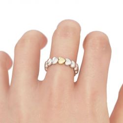 Jeulia Two Tone Heart Shape Sterling Silver Women's Band