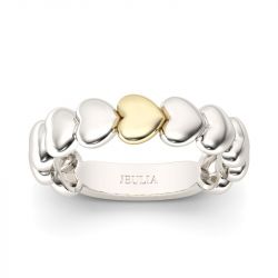 Jeulia Two Tone Heart Shape Sterling Silver Women's Band